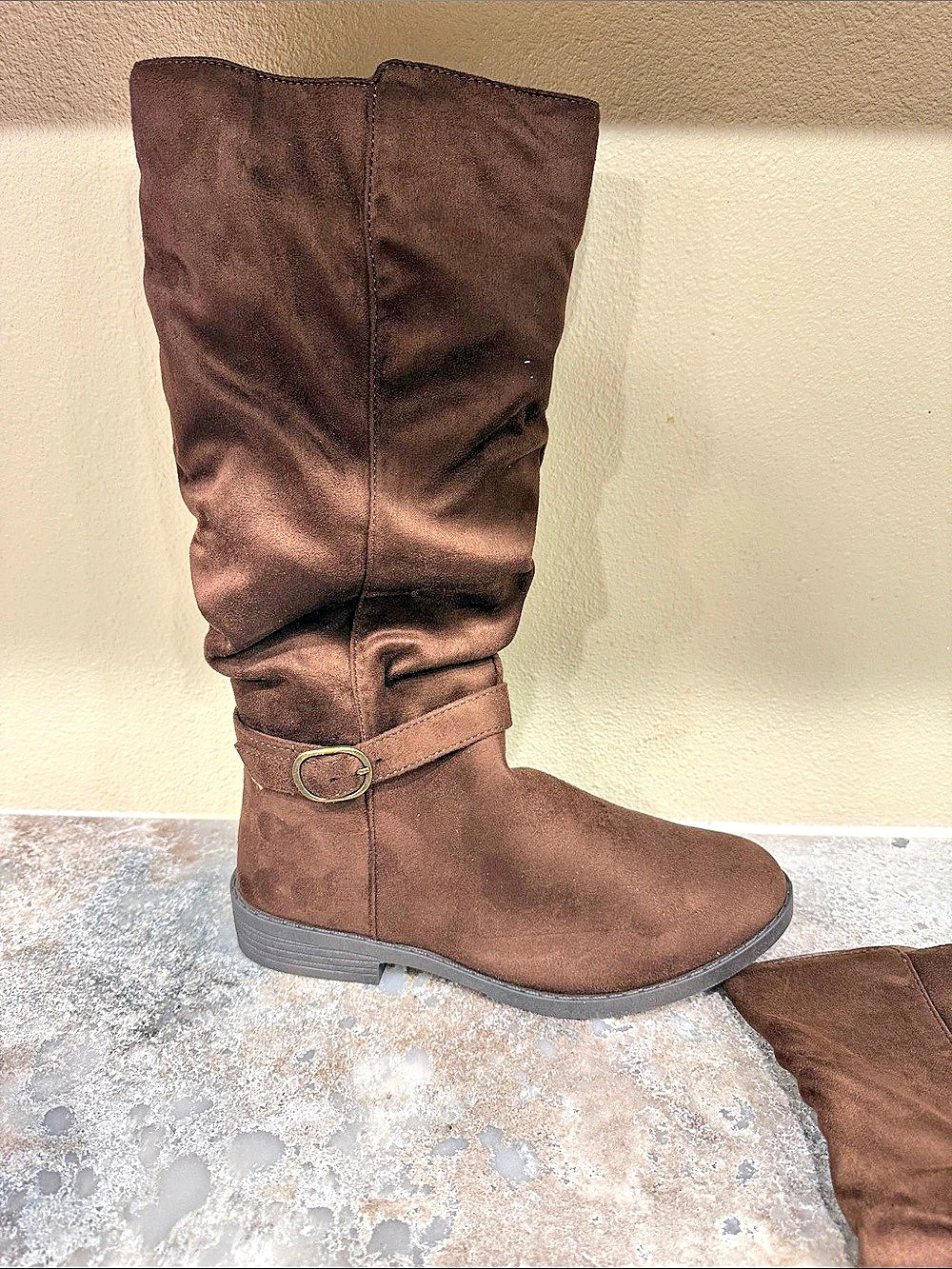 Women's Brown Buckle Tall Boots